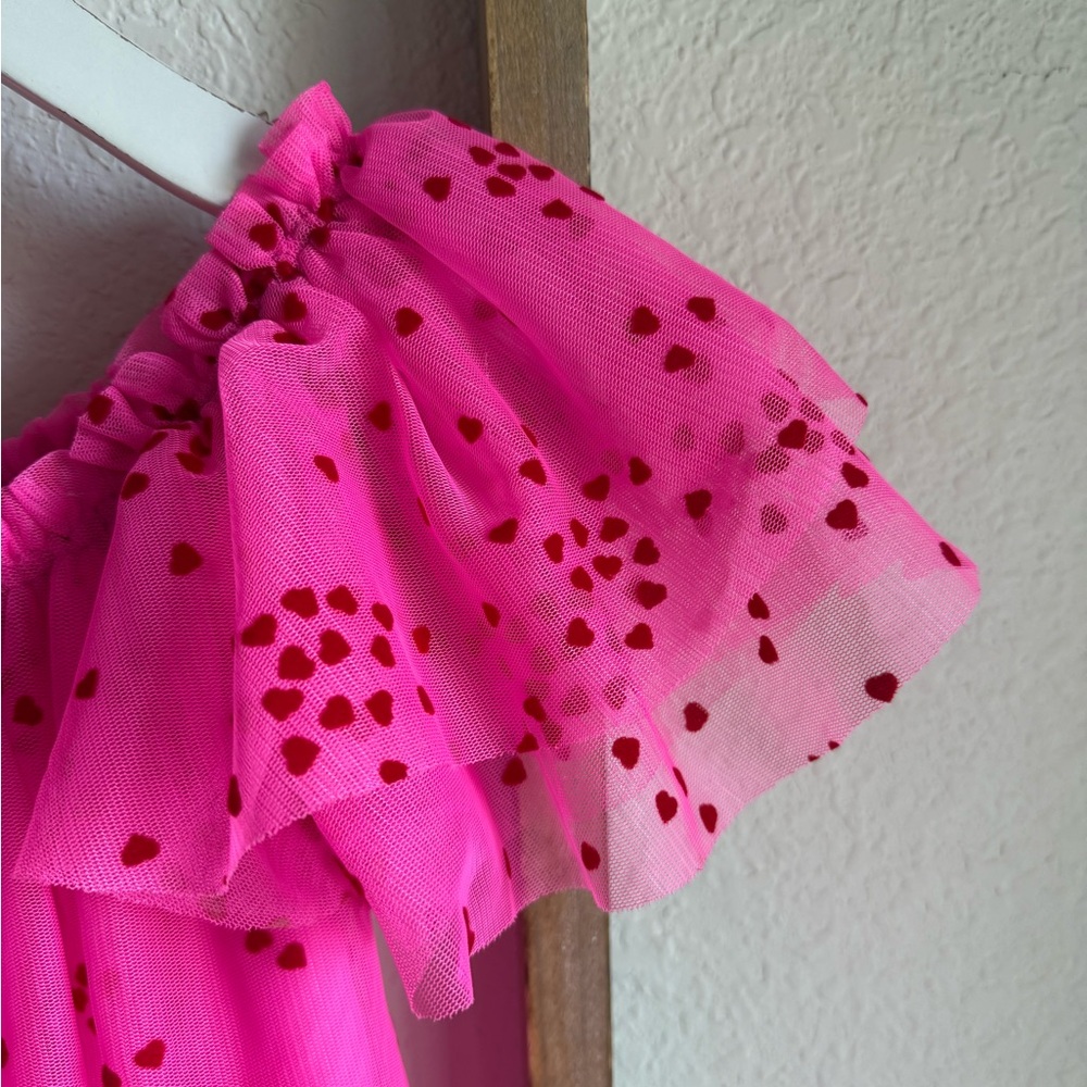 Cat & Jack Layered Hot Pink & Red Heart Frilled Dress Sz: 4T - Picture 3 of 8